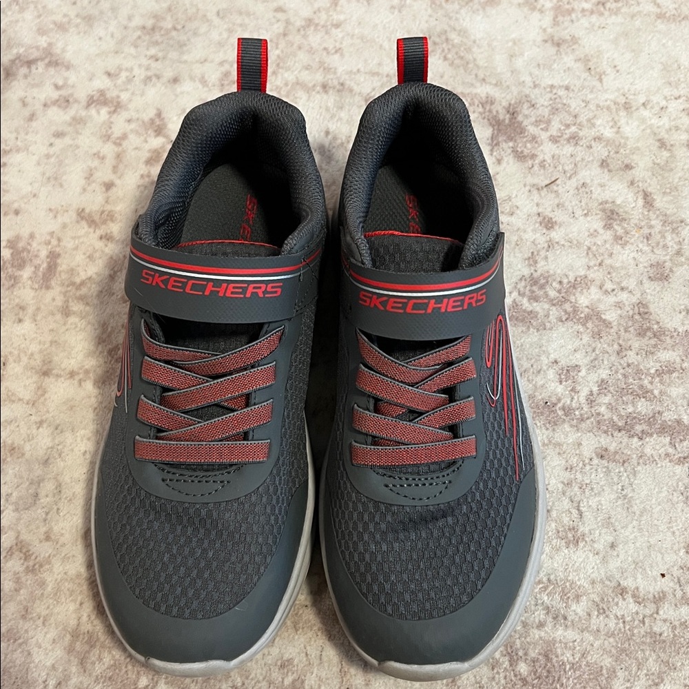 Sketchers grey and red running shoes size 3